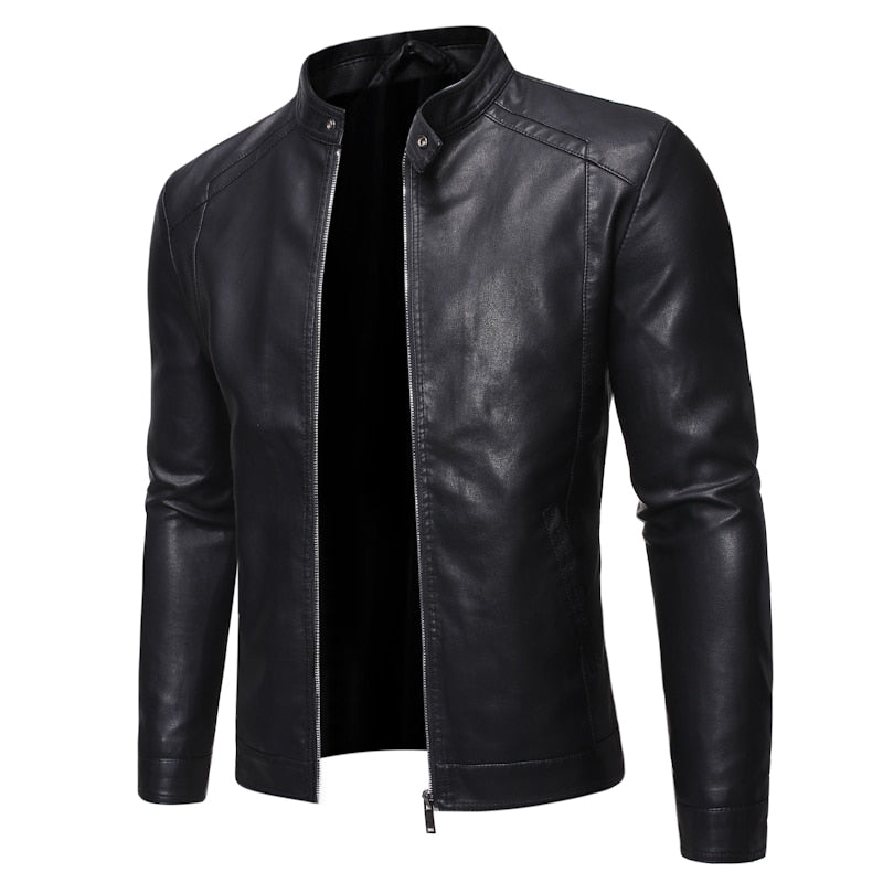 Men Faux Leather Jackets Black