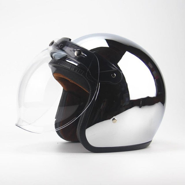 Chrome motorcycle helmet
