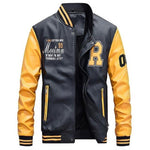 Load image into Gallery viewer, Bomber Leather Jacket Men Baseball Jackets
