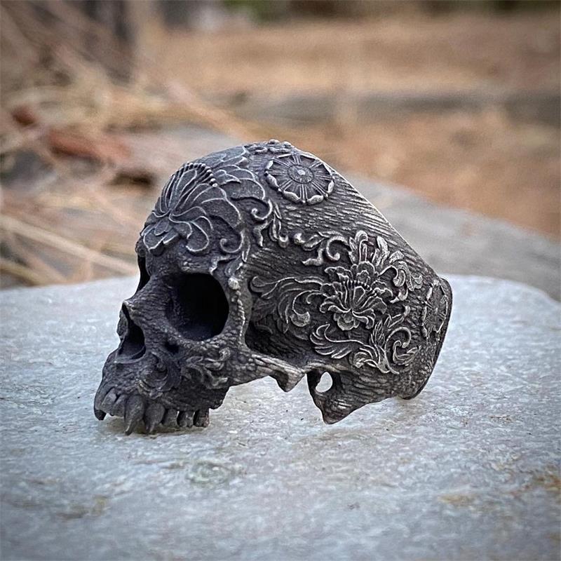 Flower Skull Ring